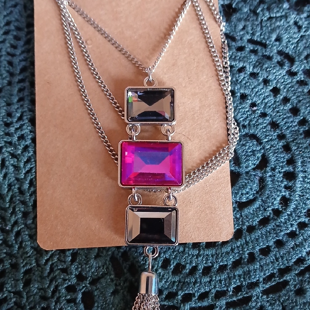 Elegant Silver and Pink Necklace